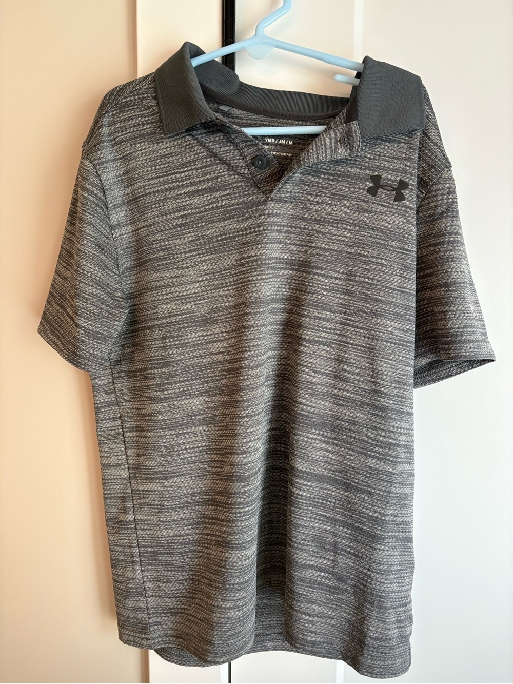 Under Armour Boy’s Gray Heathered Polo with Dark Gray Collar